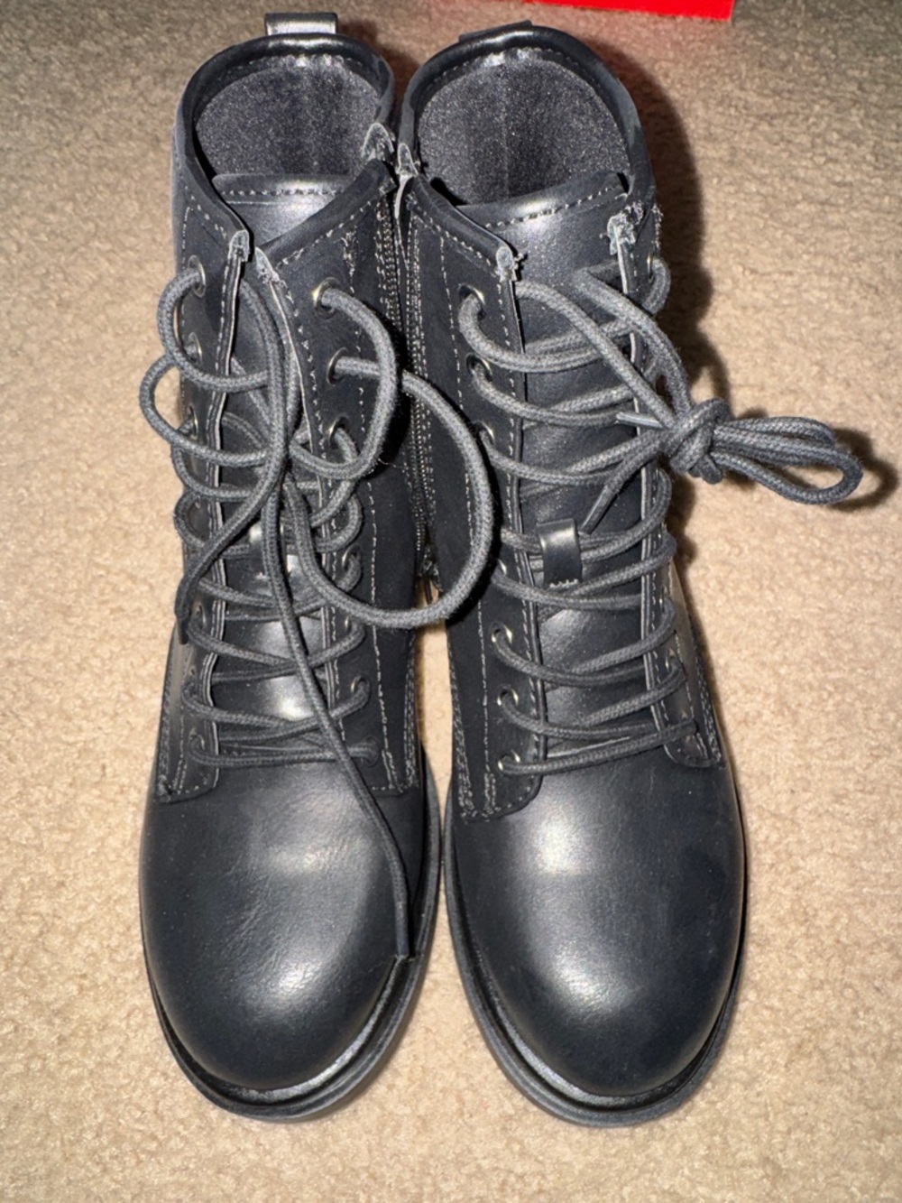 Madden Girl Black Lace-Up Combat Ankle Boots